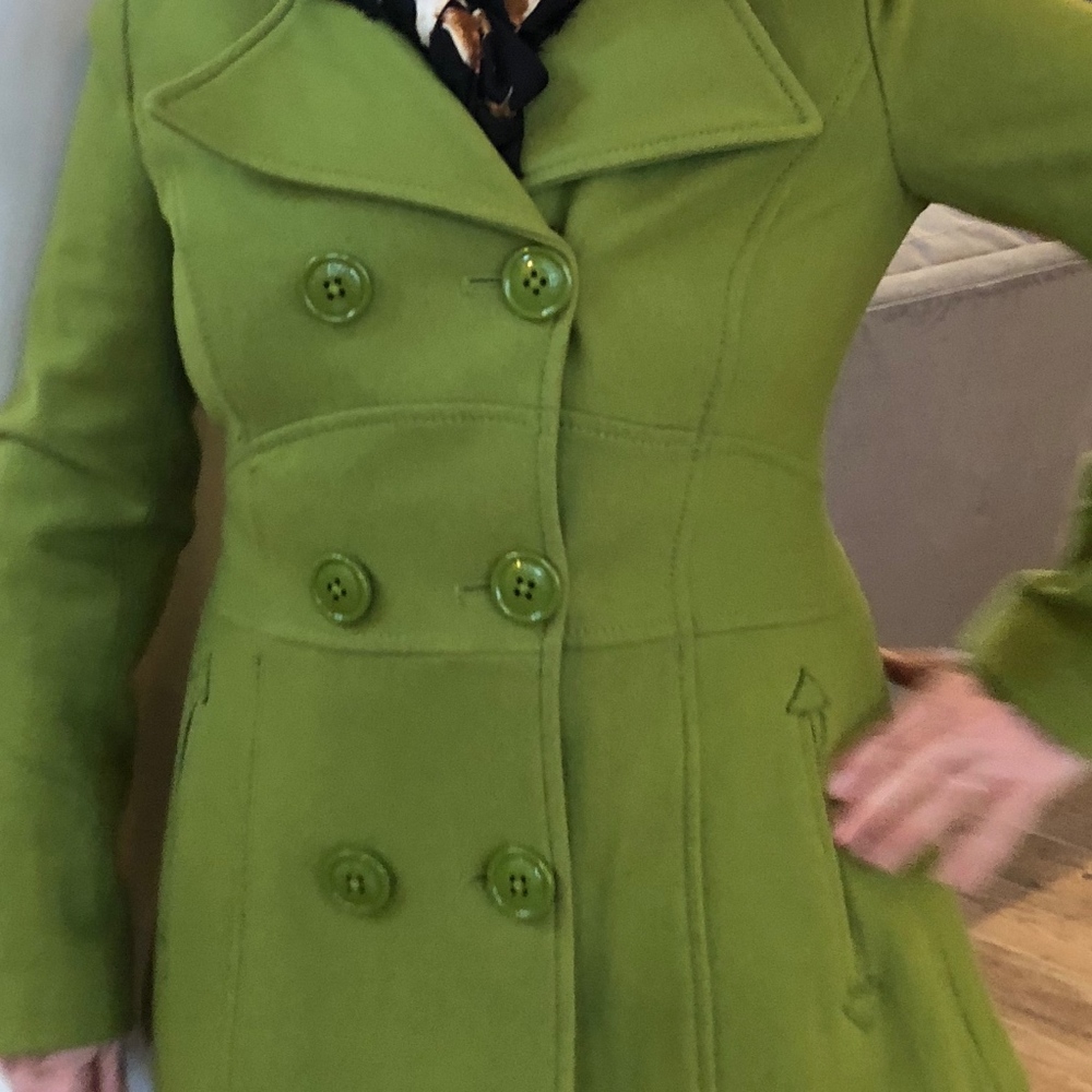 Miss Sixty M60 Fitted Pea Coat Green Double Breast